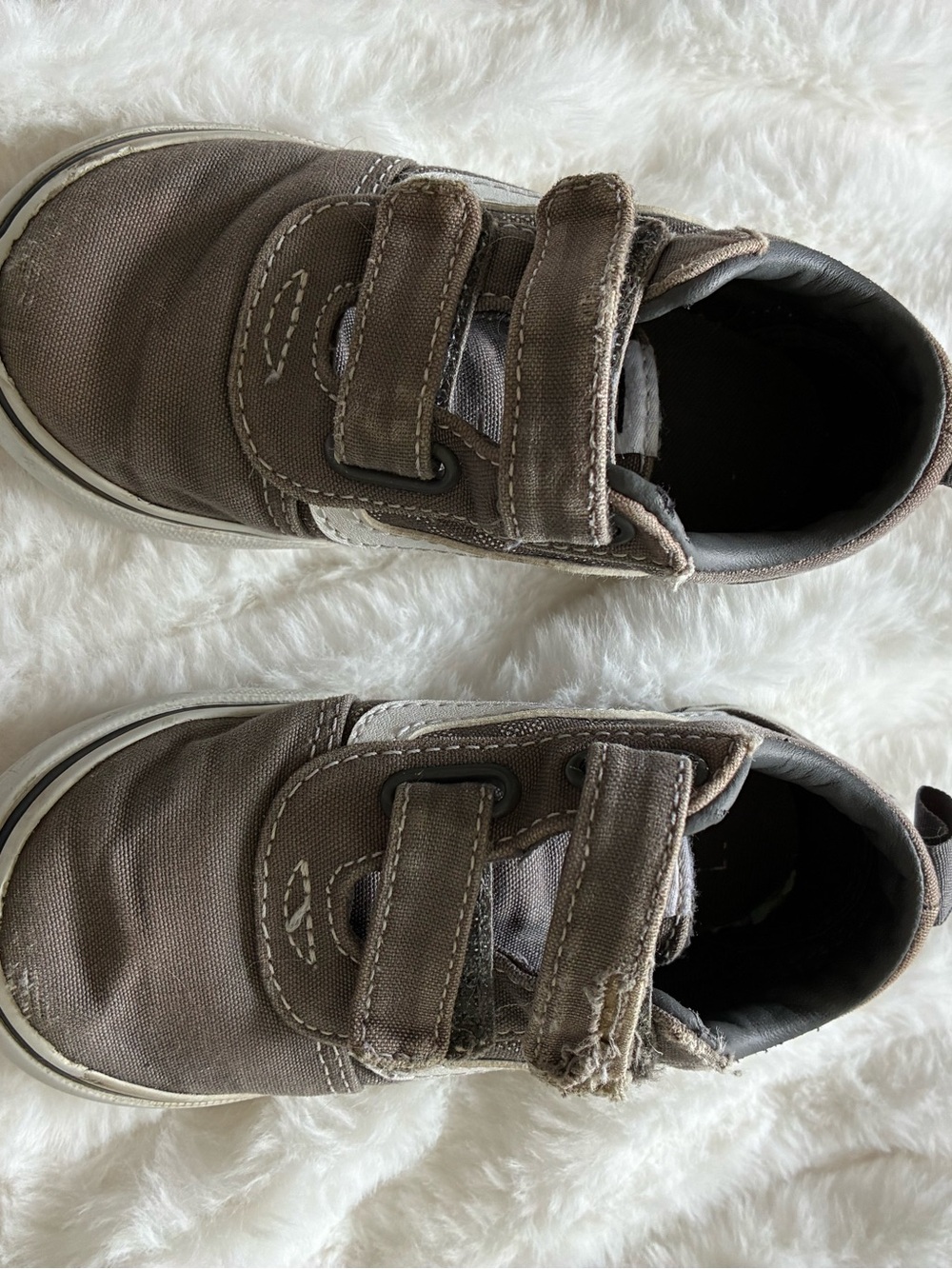 Kids Gray Canvas Sneakers with Hook-and-Loop Straps